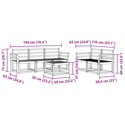 vidaXL Outdoor Sofa Set 6 pcs White 59 x 59 x 37 cm Solid Acacia Wood