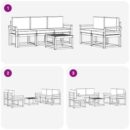 vidaXL Outdoor Sofa Set 6 pcs White 59 x 59 x 37 cm Solid Acacia Wood