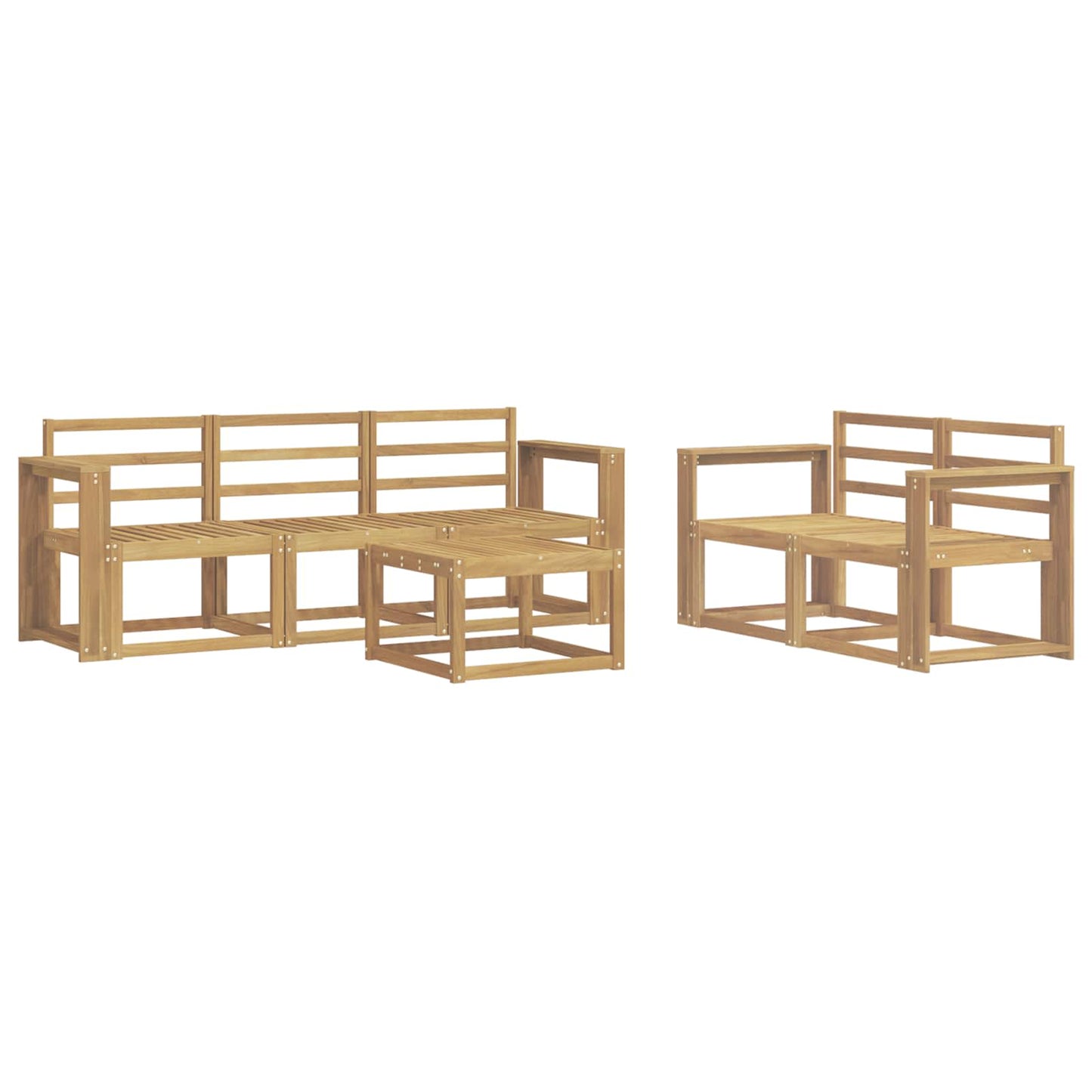 vidaXL Outdoor Sofa Set 6 pcs White 59 x 59 x 37 cm Solid Acacia Wood
