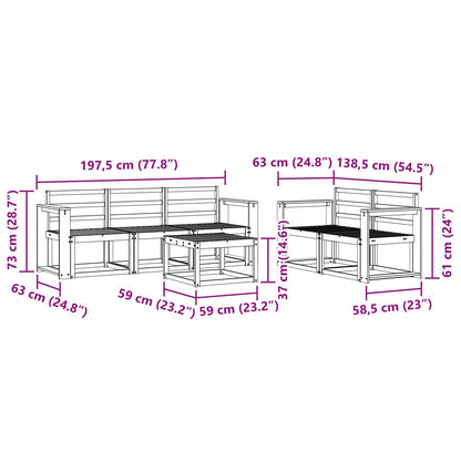 vidaXL Outdoor Sofa Set 6 pcs White 59 x 59 x 37 cm Solid Acacia Wood