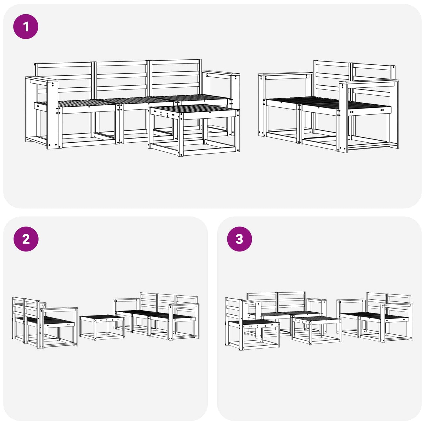 vidaXL Outdoor Sofa Set 6 pcs White 59 x 59 x 37 cm Solid Acacia Wood