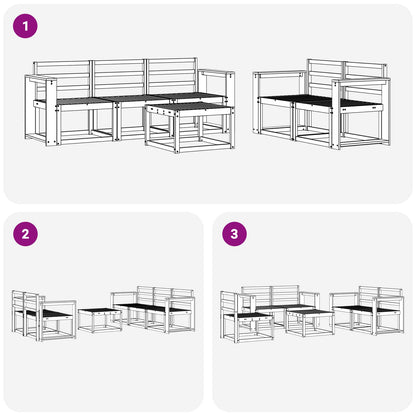 vidaXL Outdoor Sofa Set 6 pcs White 59 x 59 x 37 cm Solid Acacia Wood