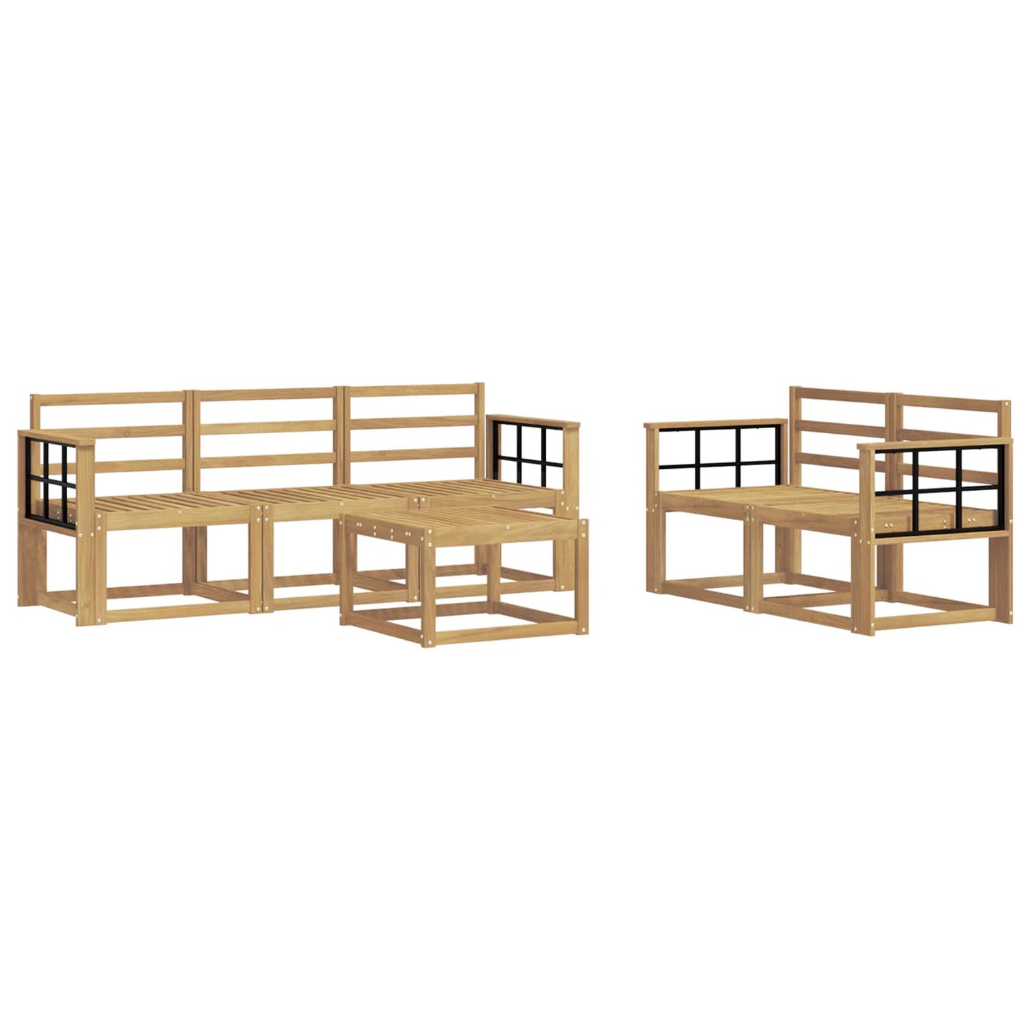 vidaXL Outdoor Sofa Set 6 pcs White 59 x 59 x 37 cm Solid Acacia Wood