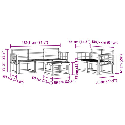 vidaXL Outdoor Sofa Set 6 pcs White 59 x 59 x 37 cm Solid Acacia Wood