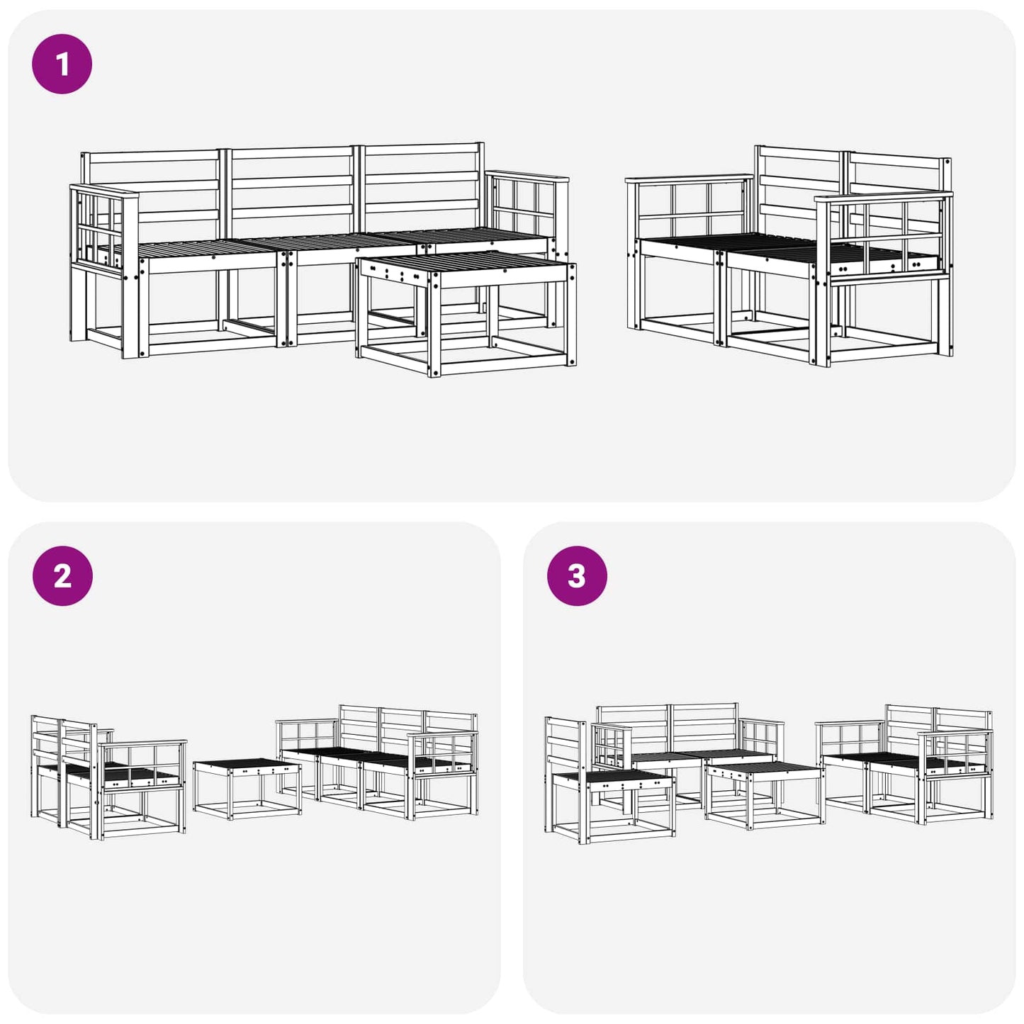 vidaXL Outdoor Sofa Set 6 pcs White 59 x 59 x 37 cm Solid Acacia Wood