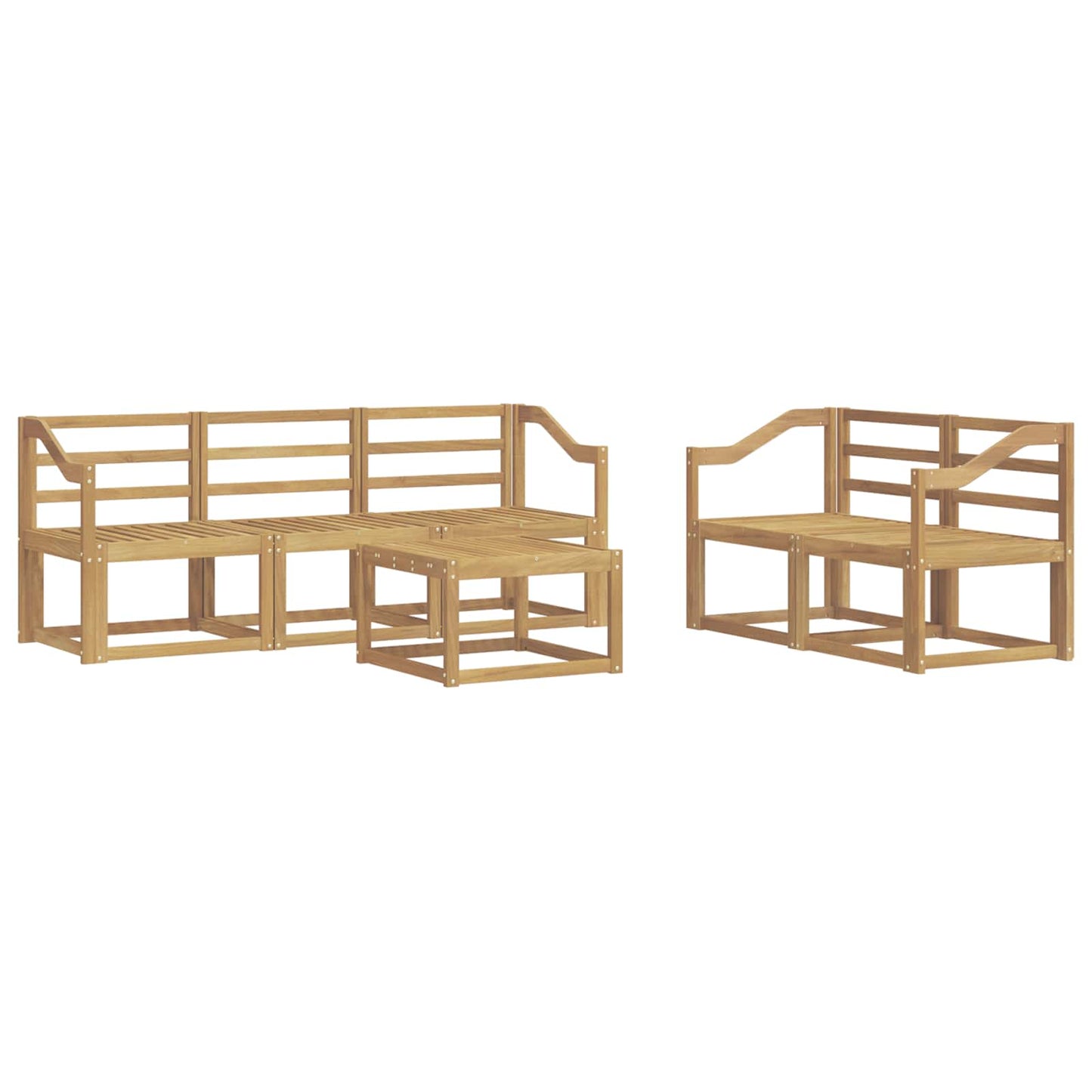 vidaXL Outdoor Sofa Set 6 pcs White 59 x 59 x 37 cm Solid Acacia Wood