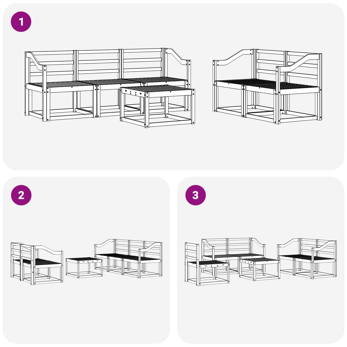 vidaXL Outdoor Sofa Set 6 pcs White 59 x 59 x 37 cm Solid Acacia Wood