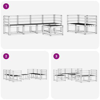 vidaXL Outdoor Sofa Set 7 pcs White 59 x 59 x 37 cm Solid Acacia Wood