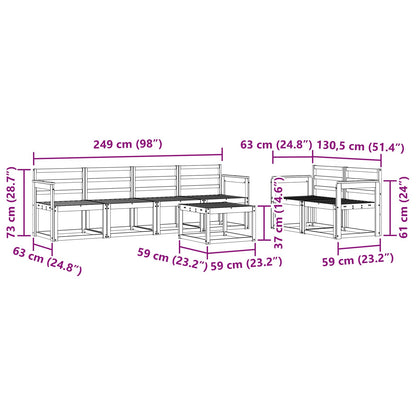 vidaXL Outdoor Sofa Set 7 pcs White 59 x 59 x 37 cm Solid Acacia Wood