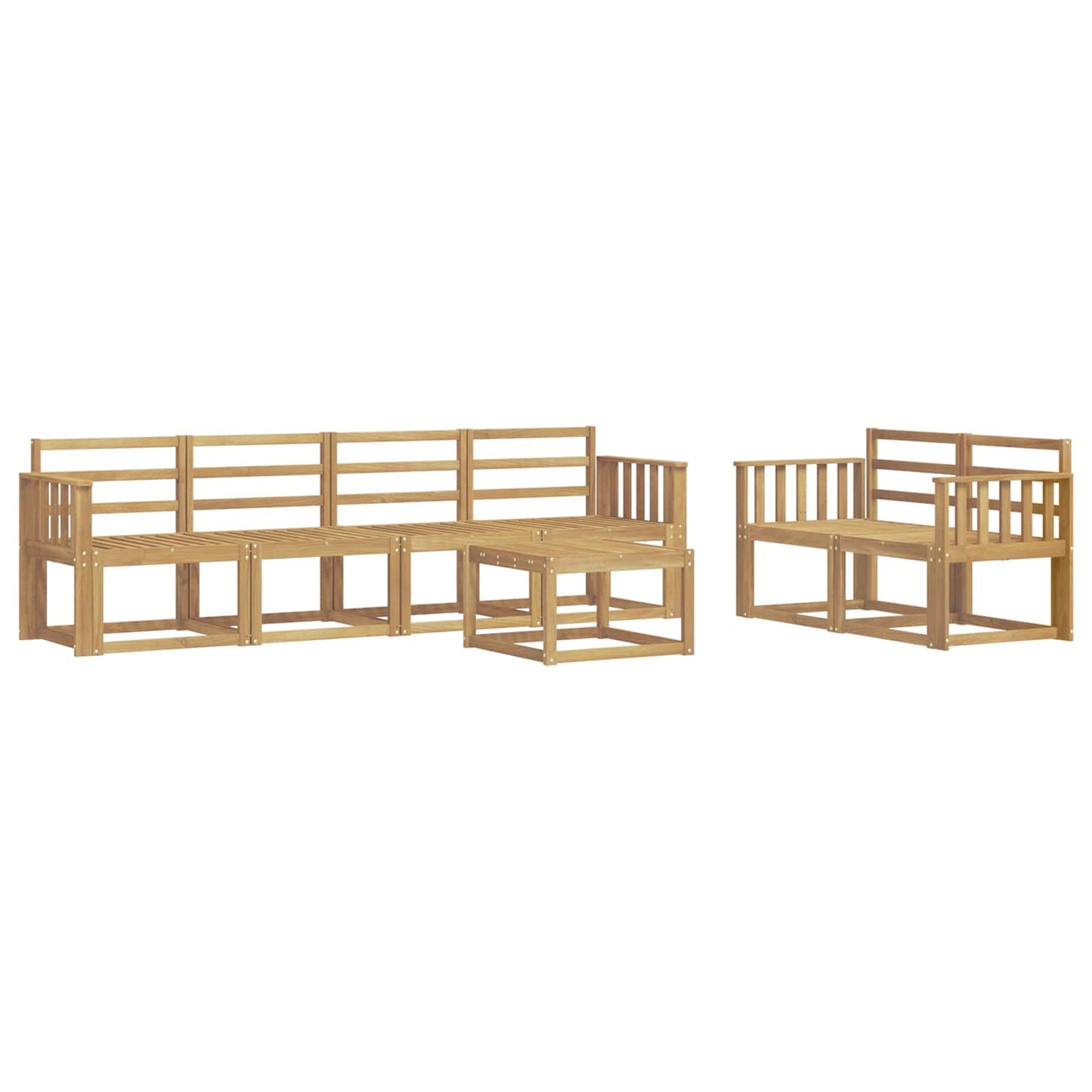 vidaXL Outdoor Sofa Set 7 pcs White 59 x 59 x 37 cm Solid Acacia Wood