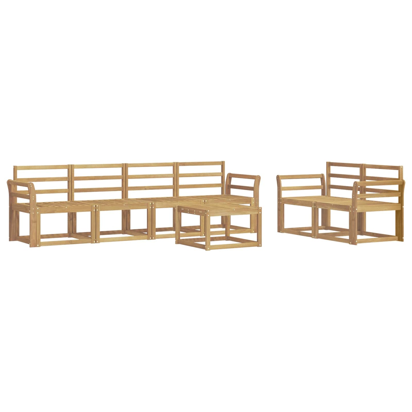 vidaXL Outdoor Sofa Set 7 pcs White 59 x 59 x 37 cm Solid Acacia Wood
