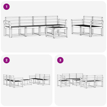 vidaXL Outdoor Sofa Set 7 pcs White 59 x 59 x 37 cm Solid Acacia Wood