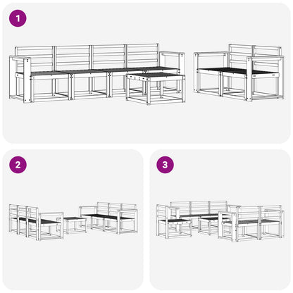 vidaXL Outdoor Sofa Set 7 pcs White 59 x 59 x 37 cm Solid Acacia Wood