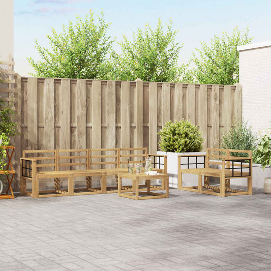 vidaXL Outdoor Sofa Set 7 pcs White 59 x 59 x 37 cm Solid Acacia Wood