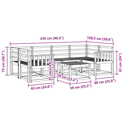 vidaXL Outdoor Sofa Set 7 pcs White 59 x 59 x 37 cm Solid Acacia Wood