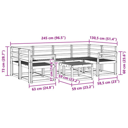 vidaXL Outdoor Sofa Set 7 pcs White 59 x 59 x 37 cm Solid Acacia Wood