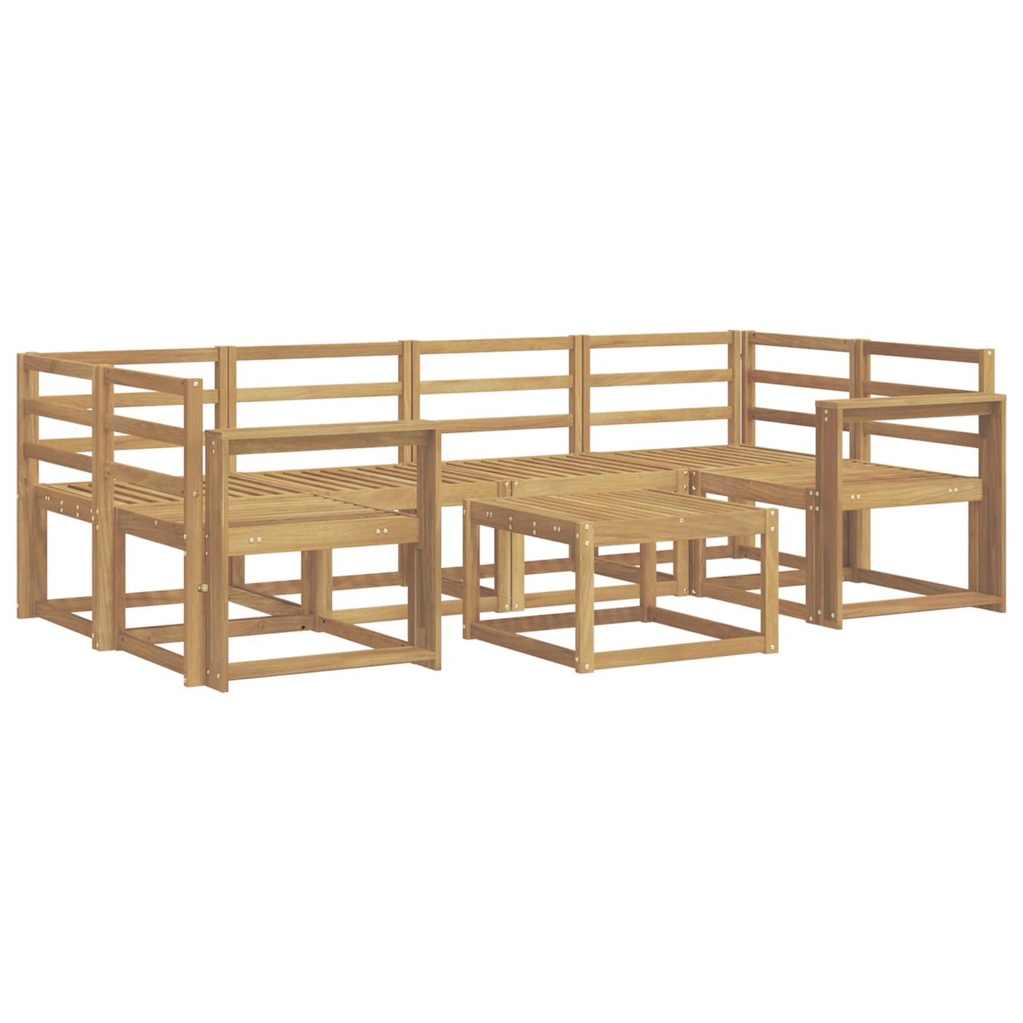 vidaXL Outdoor Sofa Set 7 pcs White 59 x 59 x 37 cm Solid Acacia Wood