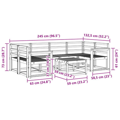 vidaXL Outdoor Sofa Set 7 pcs White 59 x 59 x 37 cm Solid Acacia Wood
