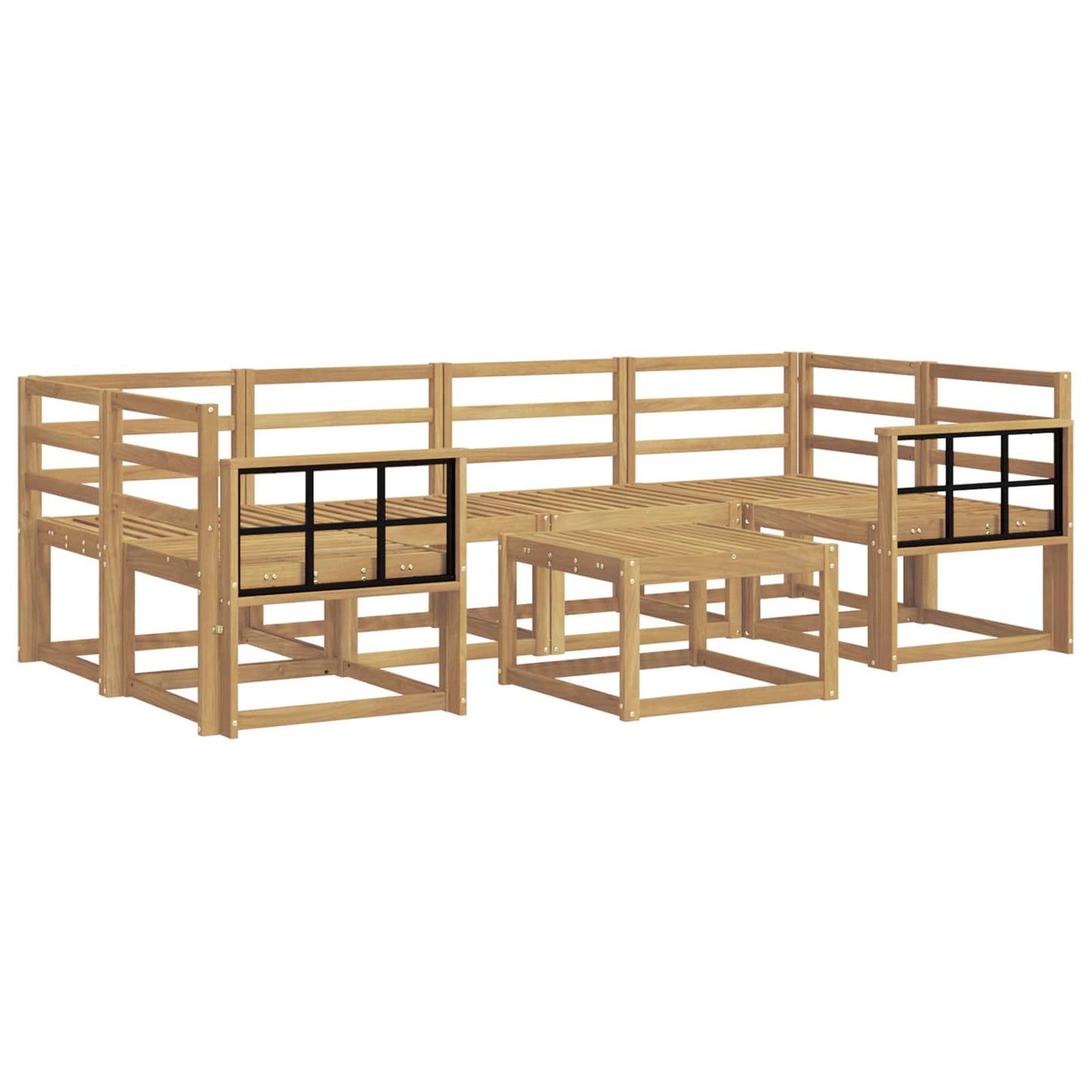 vidaXL Outdoor Sofa Set 7 pcs White 59 x 59 x 37 cm Solid Acacia Wood
