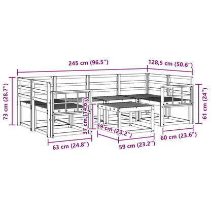 vidaXL Outdoor Sofa Set 7 pcs White 59 x 59 x 37 cm Solid Acacia Wood