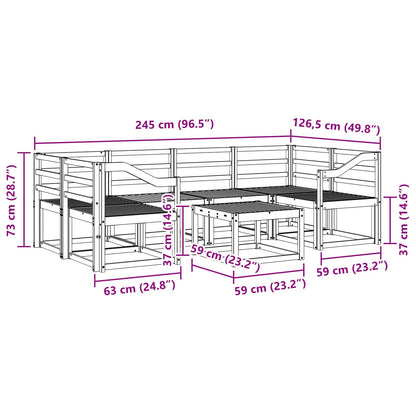 vidaXL Outdoor Sofa Set 7 pcs White 59 x 59 x 37 cm Solid Acacia Wood