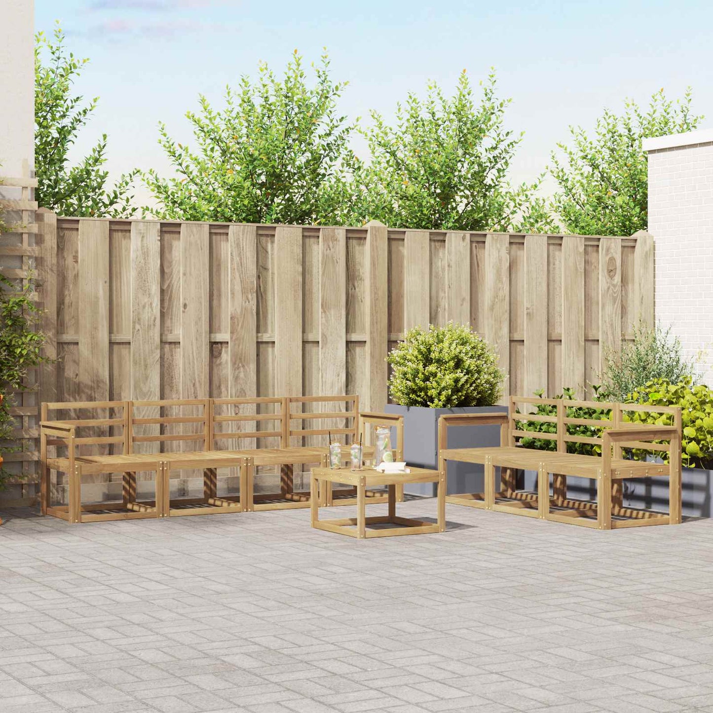 vidaXL Outdoor Sofa Set 8 pcs White 59 x 59 x 37 cm Solid Acacia Wood