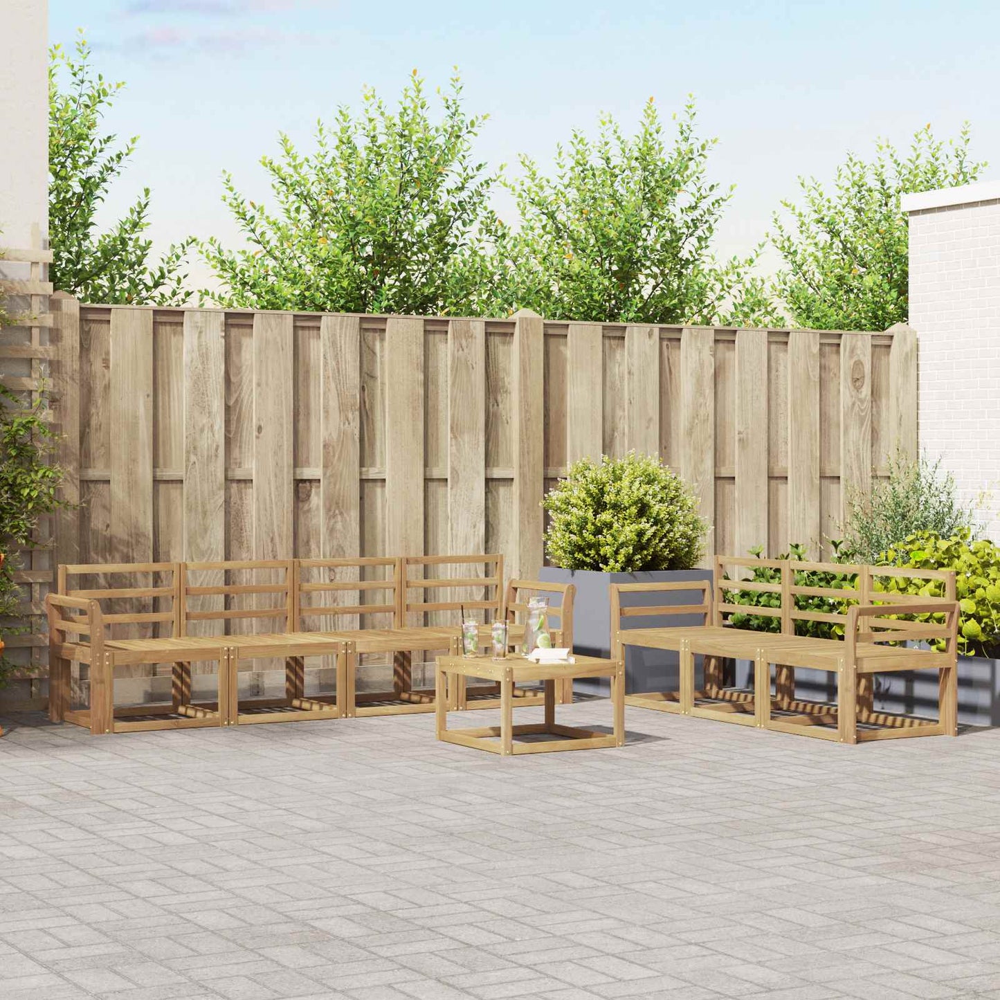 vidaXL Outdoor Sofa Set 8 pcs White 59 x 59 x 37 cm Solid Acacia Wood