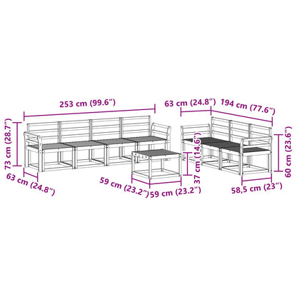 vidaXL Outdoor Sofa Set 8 pcs White 59 x 59 x 37 cm Solid Acacia Wood