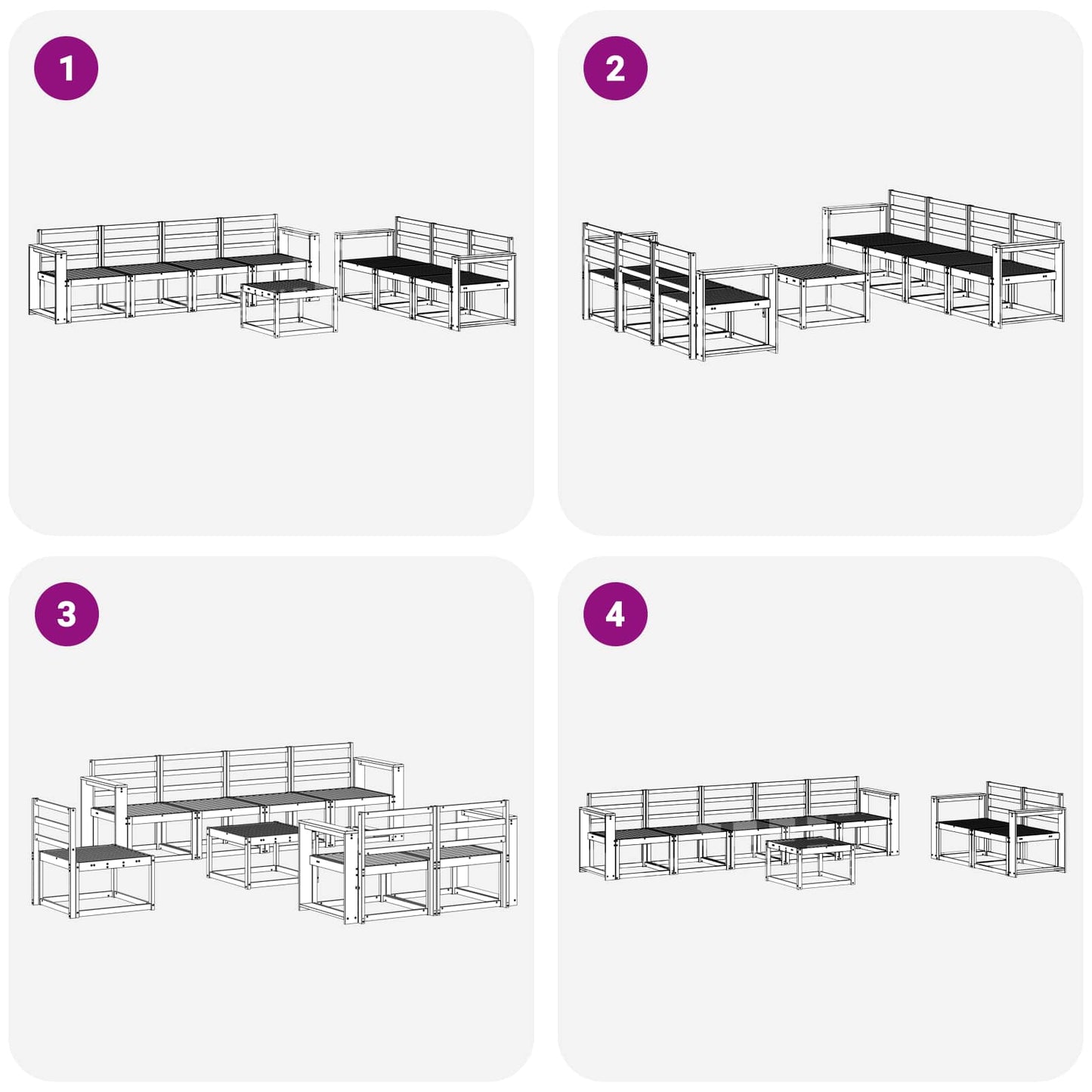 vidaXL Outdoor Sofa Set 8 pcs White 59 x 59 x 37 cm Solid Acacia Wood