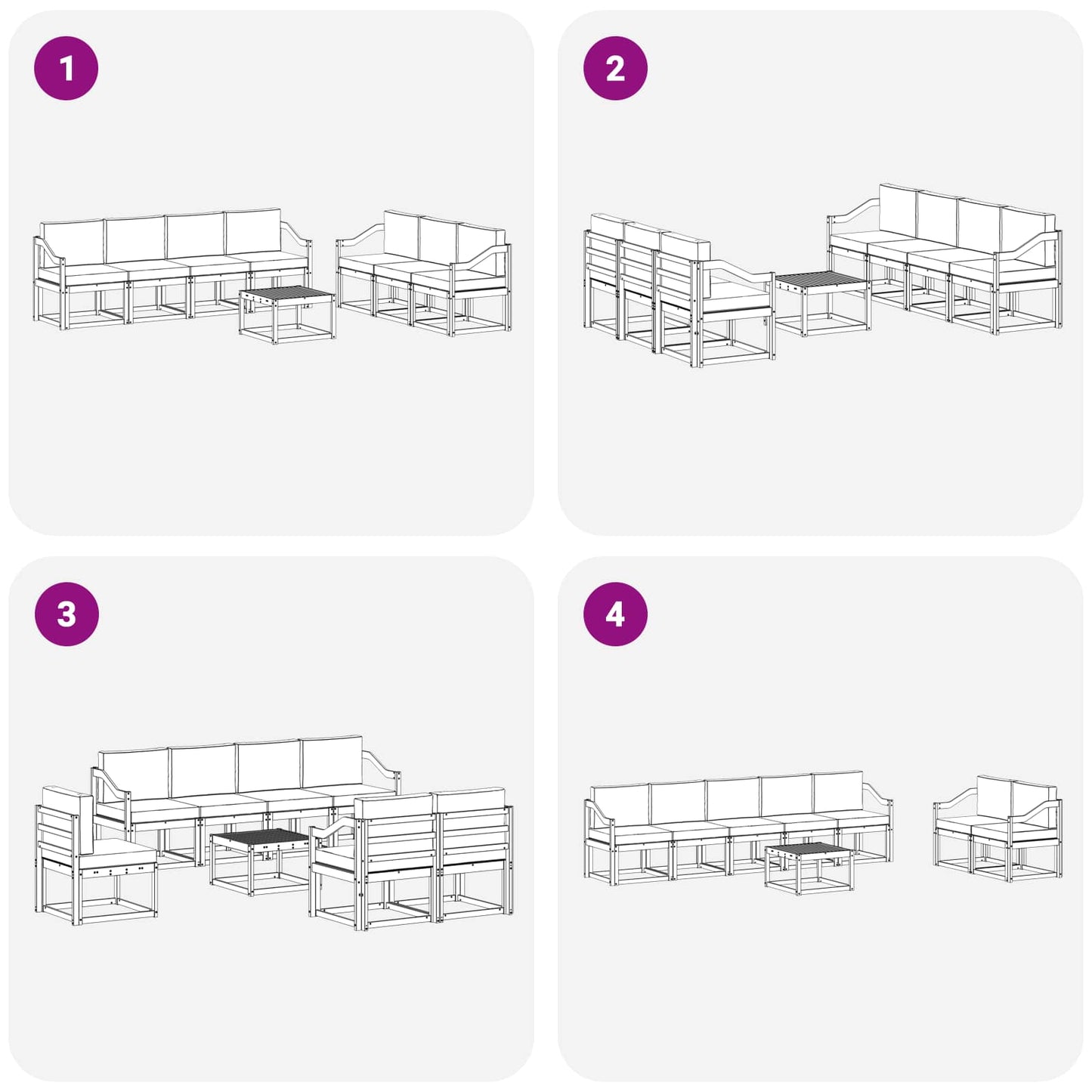 vidaXL Outdoor Sofa Set 8 pcs White 59 x 59 x 37 cm Solid Acacia Wood