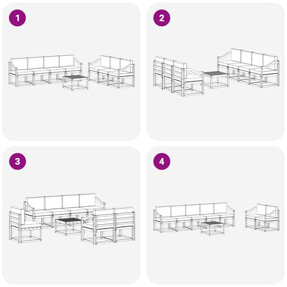 vidaXL Outdoor Sofa Set 8 pcs White 59 x 59 x 37 cm Solid Acacia Wood