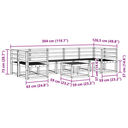 vidaXL Outdoor Sofa Set 8 pcs White 59 x 59 x 37 cm Solid Acacia Wood
