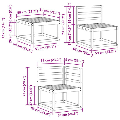 vidaXL Outdoor Sofa Set 8 pcs White 59 x 59 x 37 cm Solid Acacia Wood