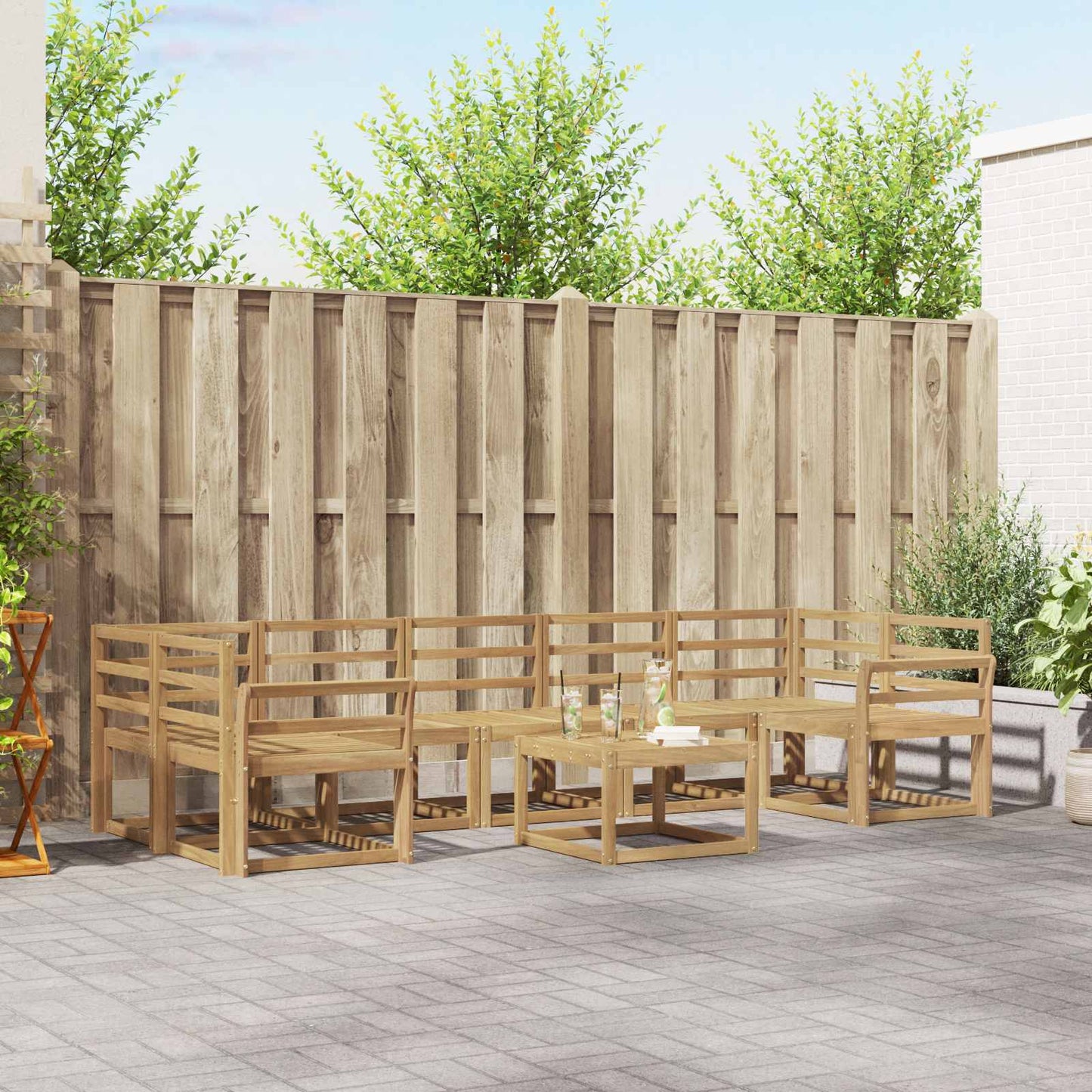 vidaXL Outdoor Sofa Set 8 pcs White 59 x 59 x 37 cm Solid Acacia Wood