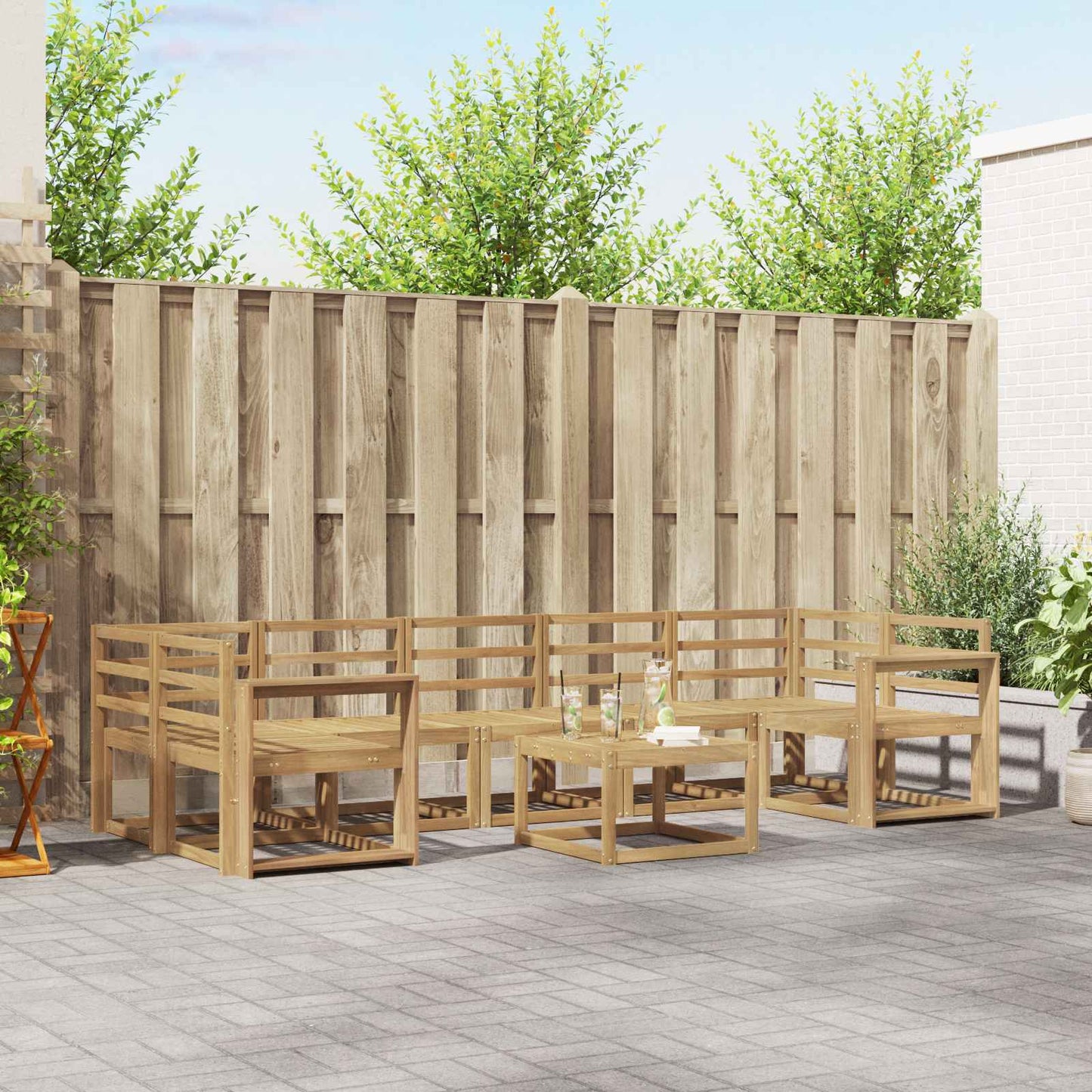 vidaXL Outdoor Sofa Set 8 pcs White 59 x 59 x 37 cm Solid Acacia Wood