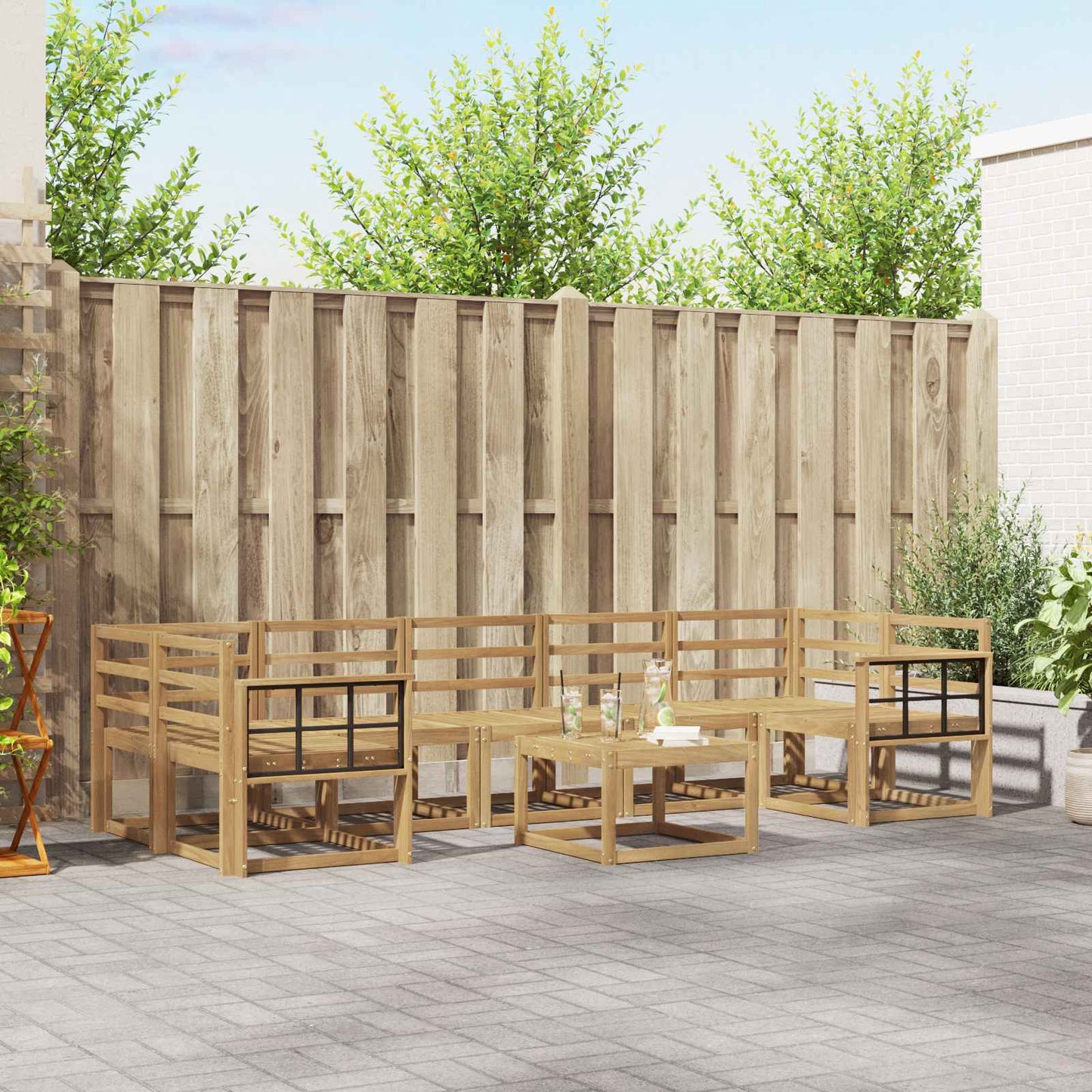 vidaXL Outdoor Sofa Set 8 pcs White 59 x 59 x 37 cm Solid Acacia Wood