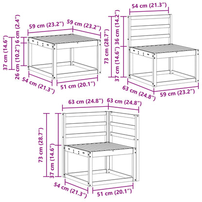vidaXL Outdoor Sofa Set 8 pcs White 59 x 59 x 37 cm Solid Acacia Wood