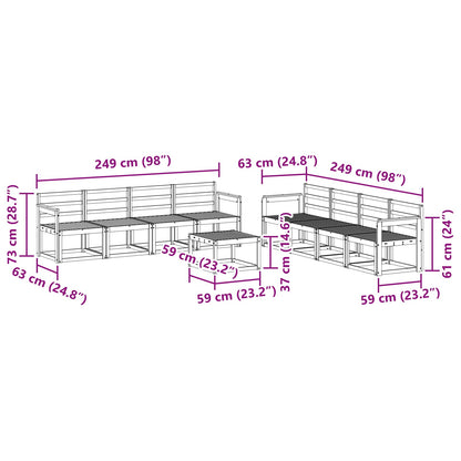 vidaXL Outdoor Sofa Set 9 pcs White 59 x 59 x 37 cm Solid Acacia Wood