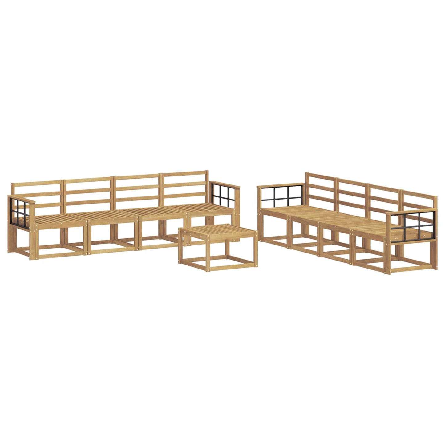 vidaXL Outdoor Sofa Set 9 pcs White 59 x 59 x 37 cm Solid Acacia Wood