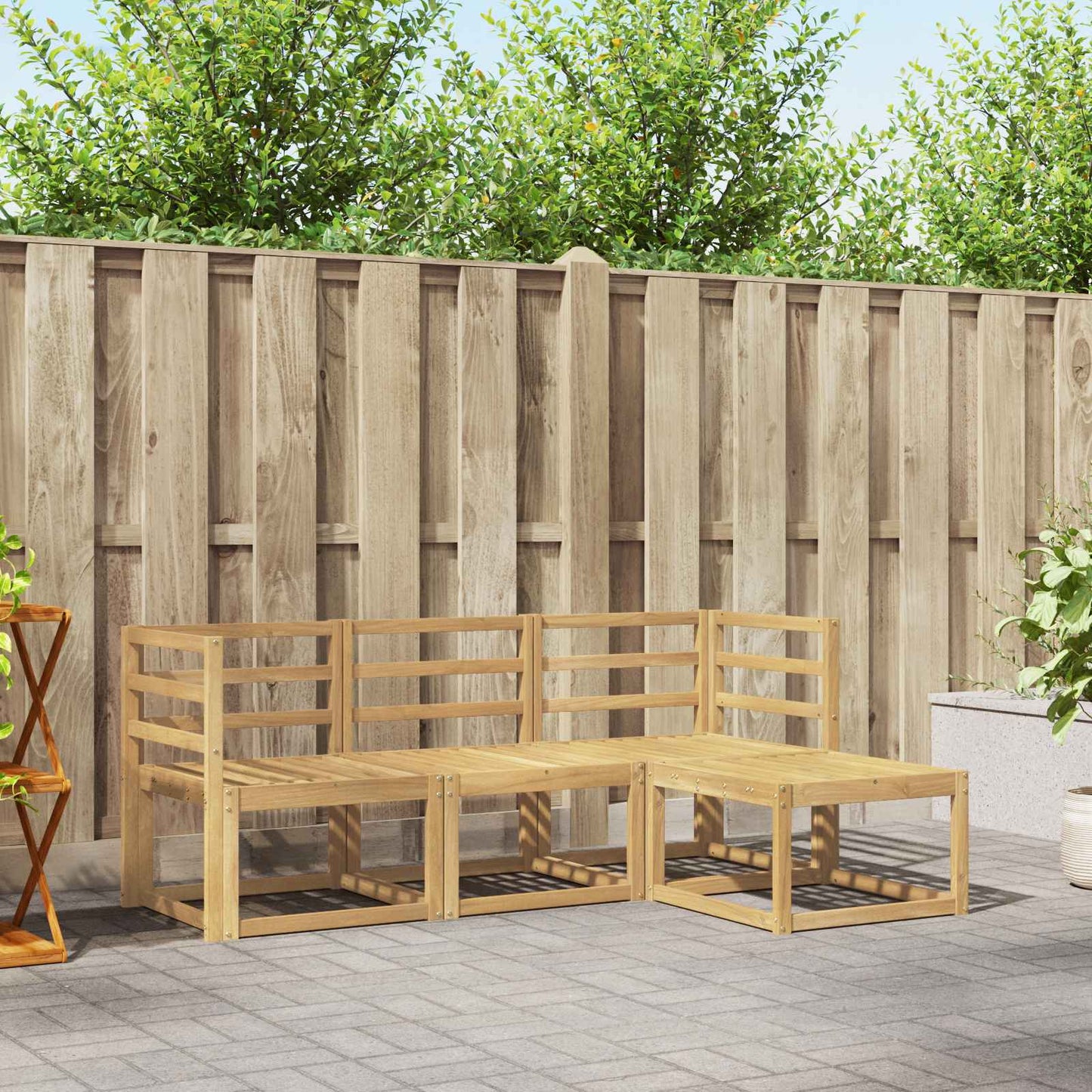 vidaXL Outdoor Sofa Set 4 pcs White 185.5 x 122.5 x 73 cm