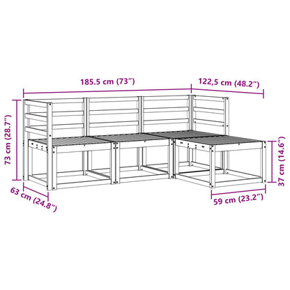 vidaXL Outdoor Sofa Set 4 pcs White 185.5 x 122.5 x 73 cm