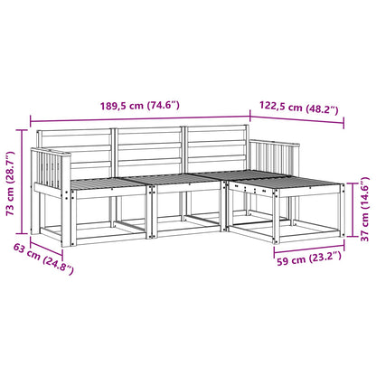 vidaXL Outdoor Sofa Set 4 pcs White 189.5 x 122.5 x 73 cm
