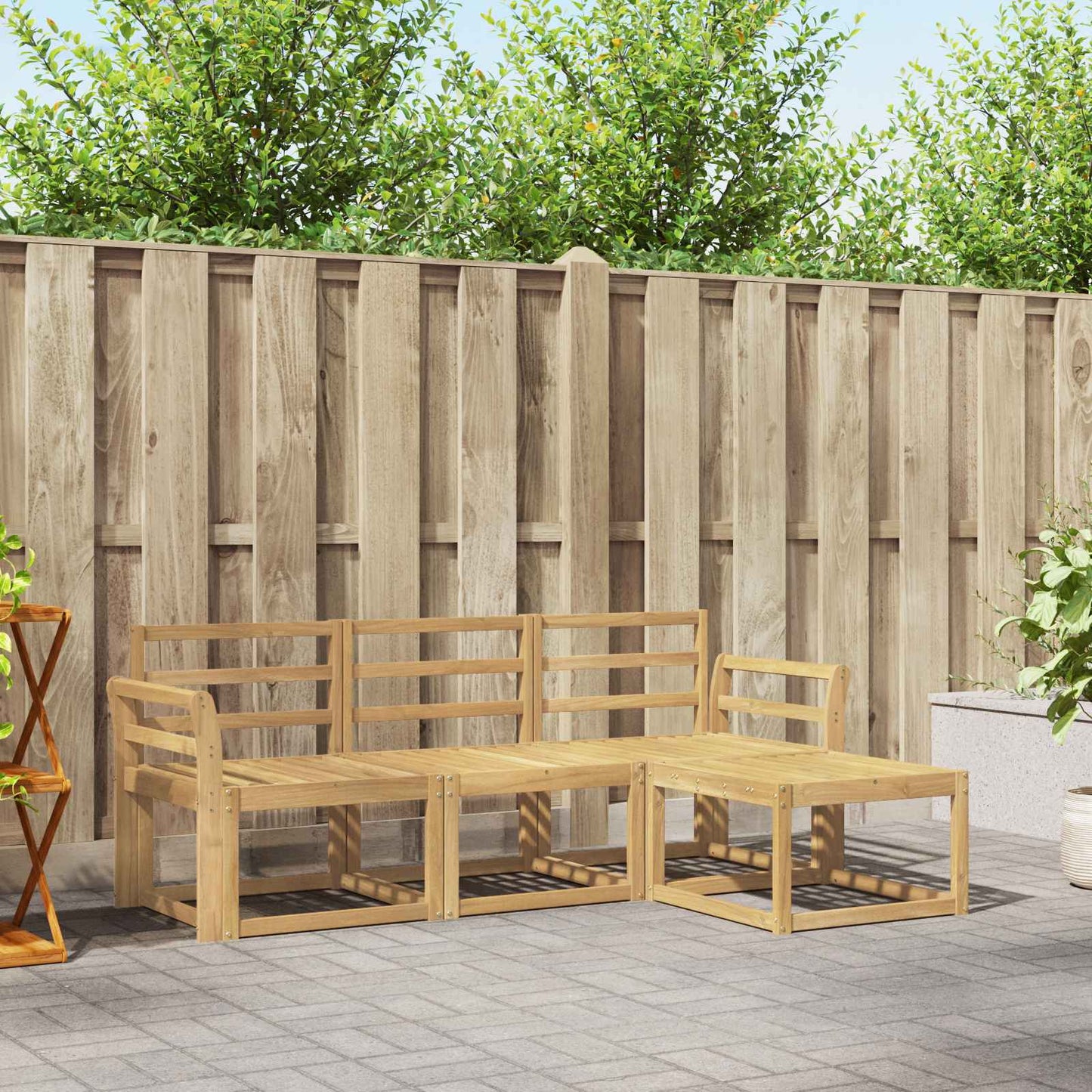vidaXL Outdoor Sofa Set 4 pcs White 194 x 122.5 x 73 cm