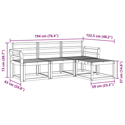 vidaXL Outdoor Sofa Set 4 pcs White 194 x 122.5 x 73 cm