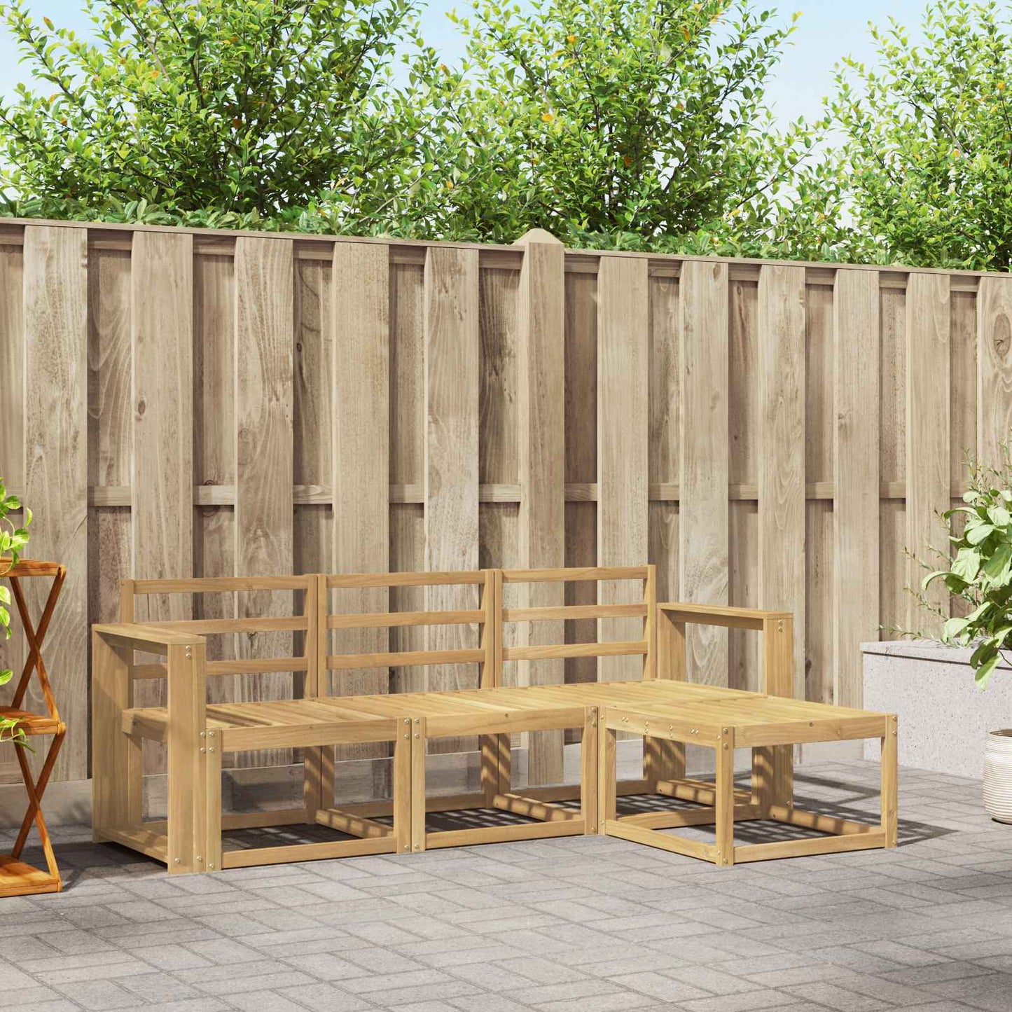 vidaXL Outdoor Sofa Set 4 pcs White 193.5 x 122.5 x 73 cm