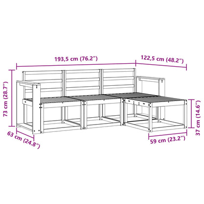 vidaXL Outdoor Sofa Set 4 pcs White 193.5 x 122.5 x 73 cm