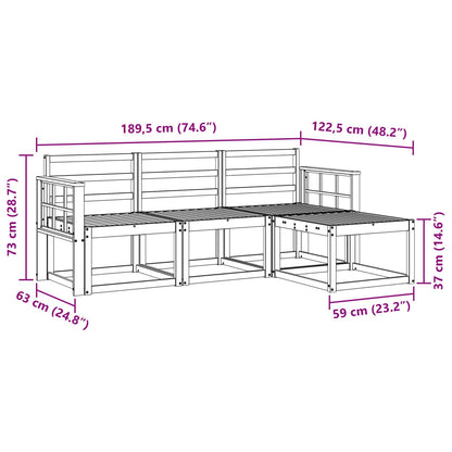 vidaXL Outdoor Sofa Set 4 pcs White 189.5 x 122.5 x 73 cm