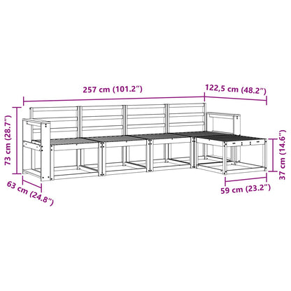 vidaXL Outdoor Sofa Set 5 pcs White 257 x 122.5 x 73 cm
