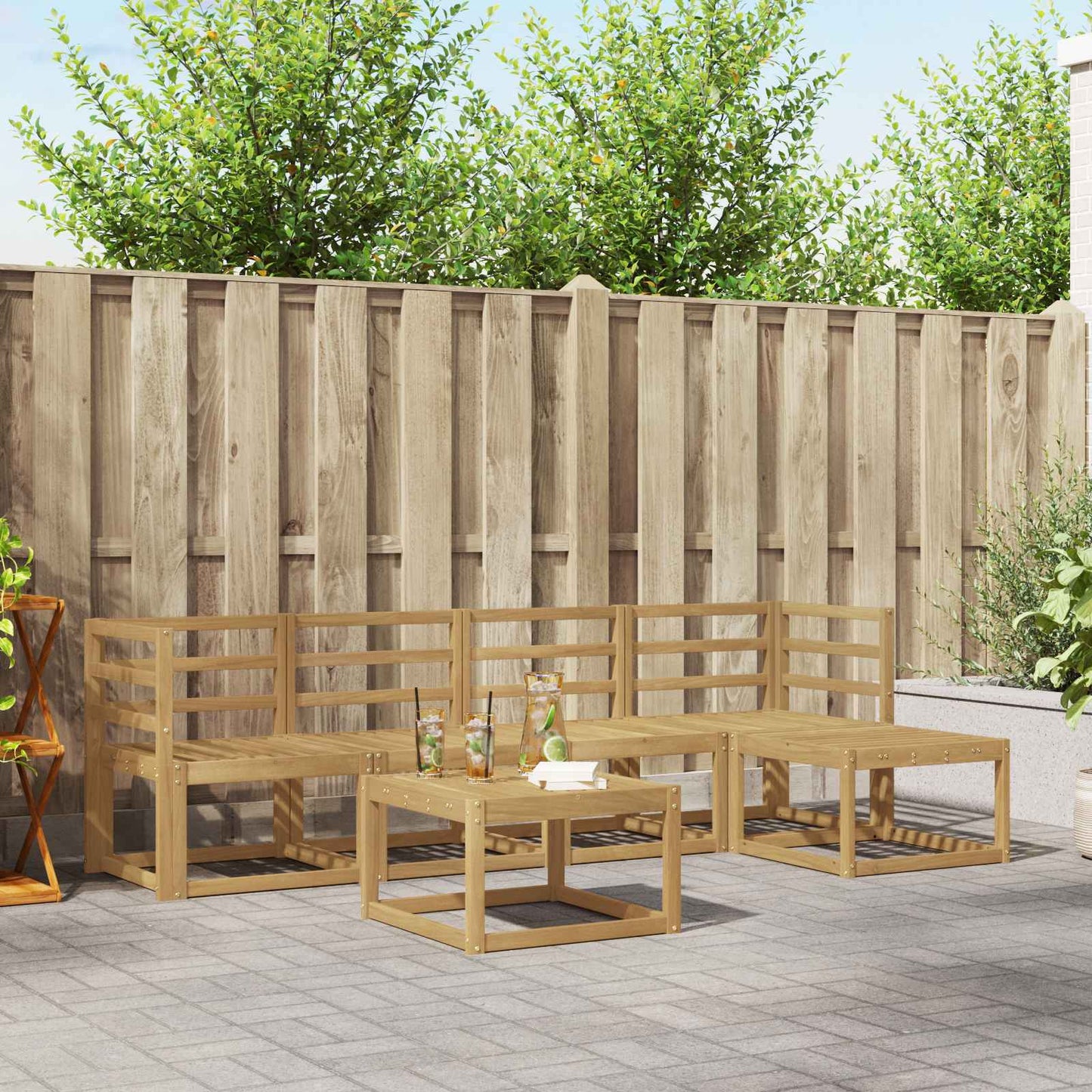 vidaXL Outdoor Sofa Set 6 pcs White 59 x 59 x 37 cm Solid Acacia Wood