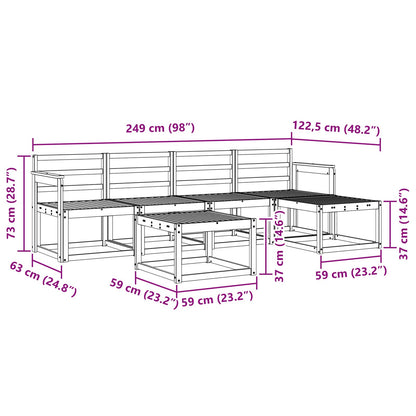 vidaXL Outdoor Sofa Set 6 pcs White 59 x 59 x 37 cm Solid Acacia Wood